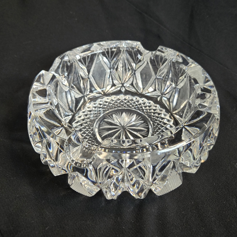 ABP Heavy Crystal Plant Tray, Ashtray or Jewelry Dish Vintage